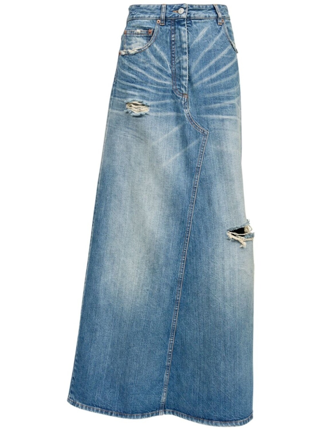 

MM6 Maison Margiela юбка миди с нашивкой-логотипом, синий