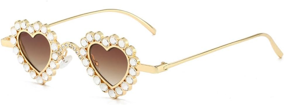 

Солнцезащитные очки в форме сердца с бриллиантами, модные женские очки в металлической оправе с градиентным переходом цвета, роскошные женские очки со стразами TKKTLLT, Gold-brown