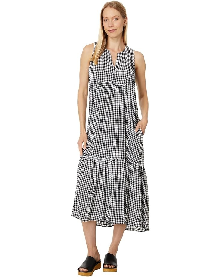 

Платье NIC+ZOE Drapey Gingham Dress, черный мульти
