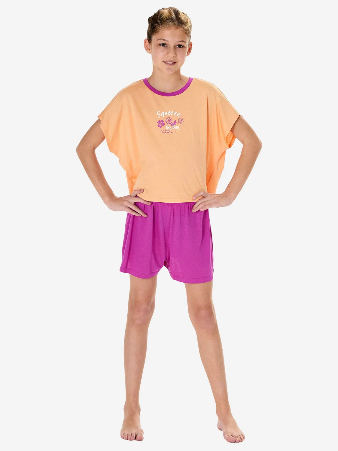 Пижама, подростковая ночная одежда. Schiesser, Orange/Peach/Dark Pink — фото 4