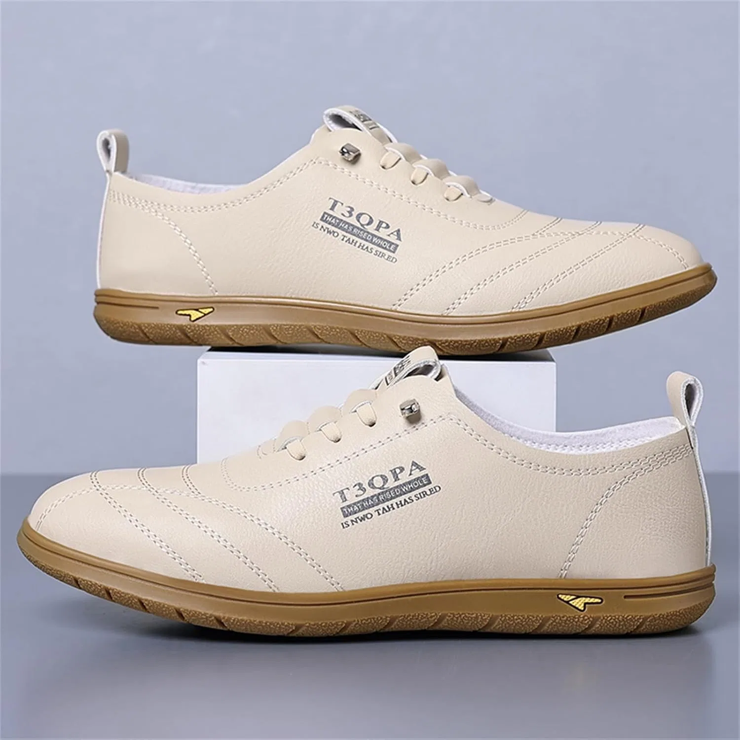 Мокасины мужские кожаные дышащие, Loafers & Slip-Ons, Beige JSDWNDO — фото 4