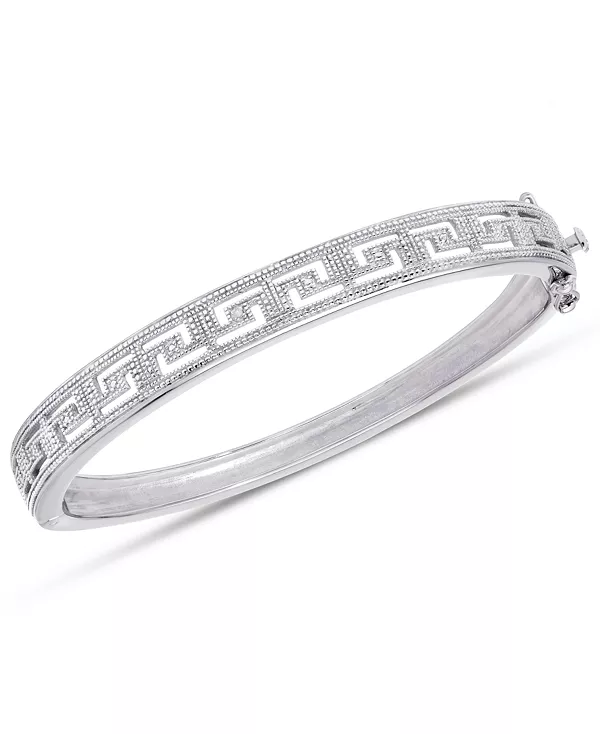 

Браслет-Браслет в форме греческого ключа с бриллиантами из посеребренной латуни Macy'S, silver