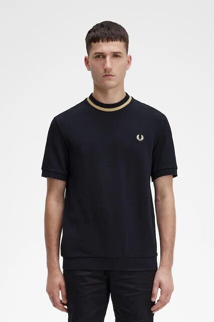 

Мужская футболка из пике с круглым вырезом Fred Perry, черный