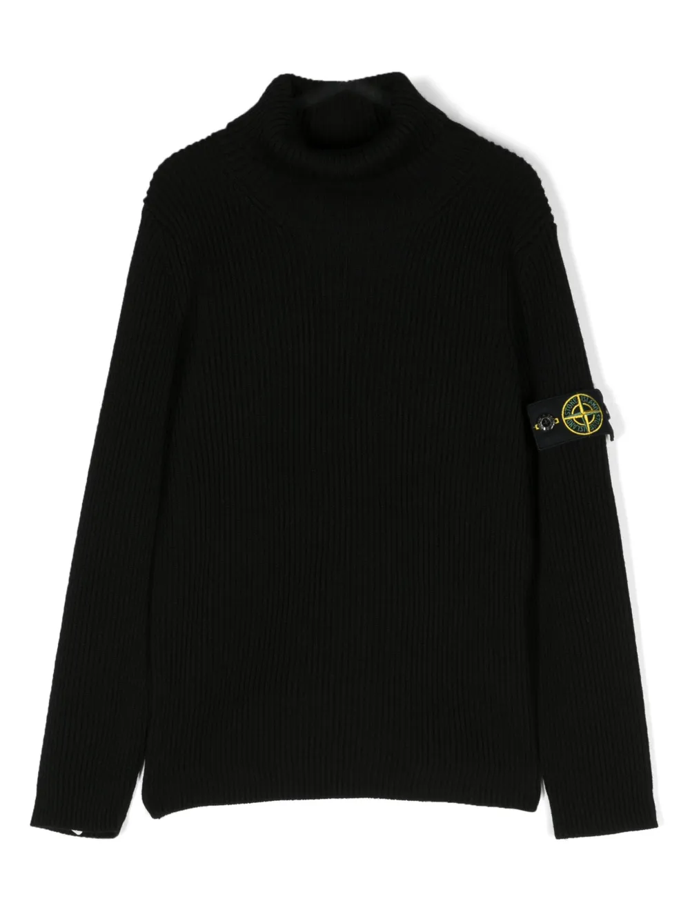 

Джемпер из вирджинской шерсти с нашивкой Compass Stone Island Junior, черный