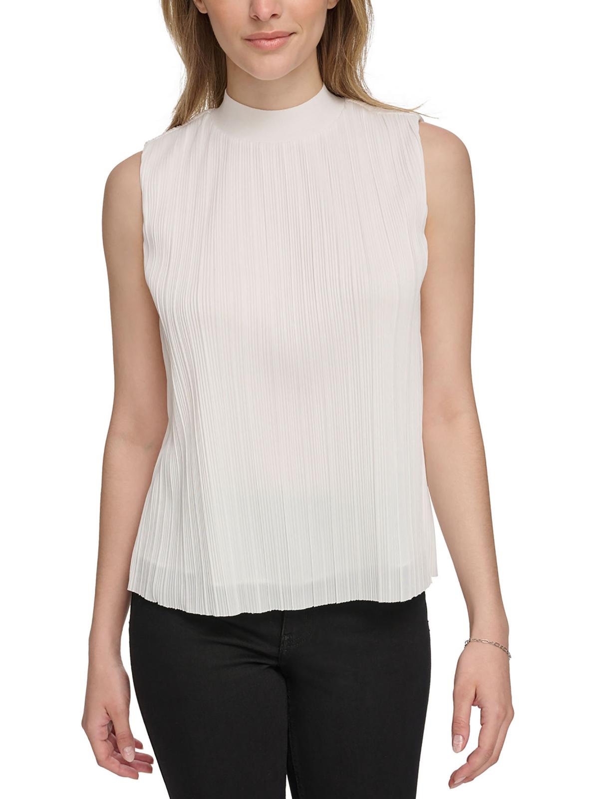 

Женская шифоновая плиссированная блузка Calvin Klein, цвет soft white