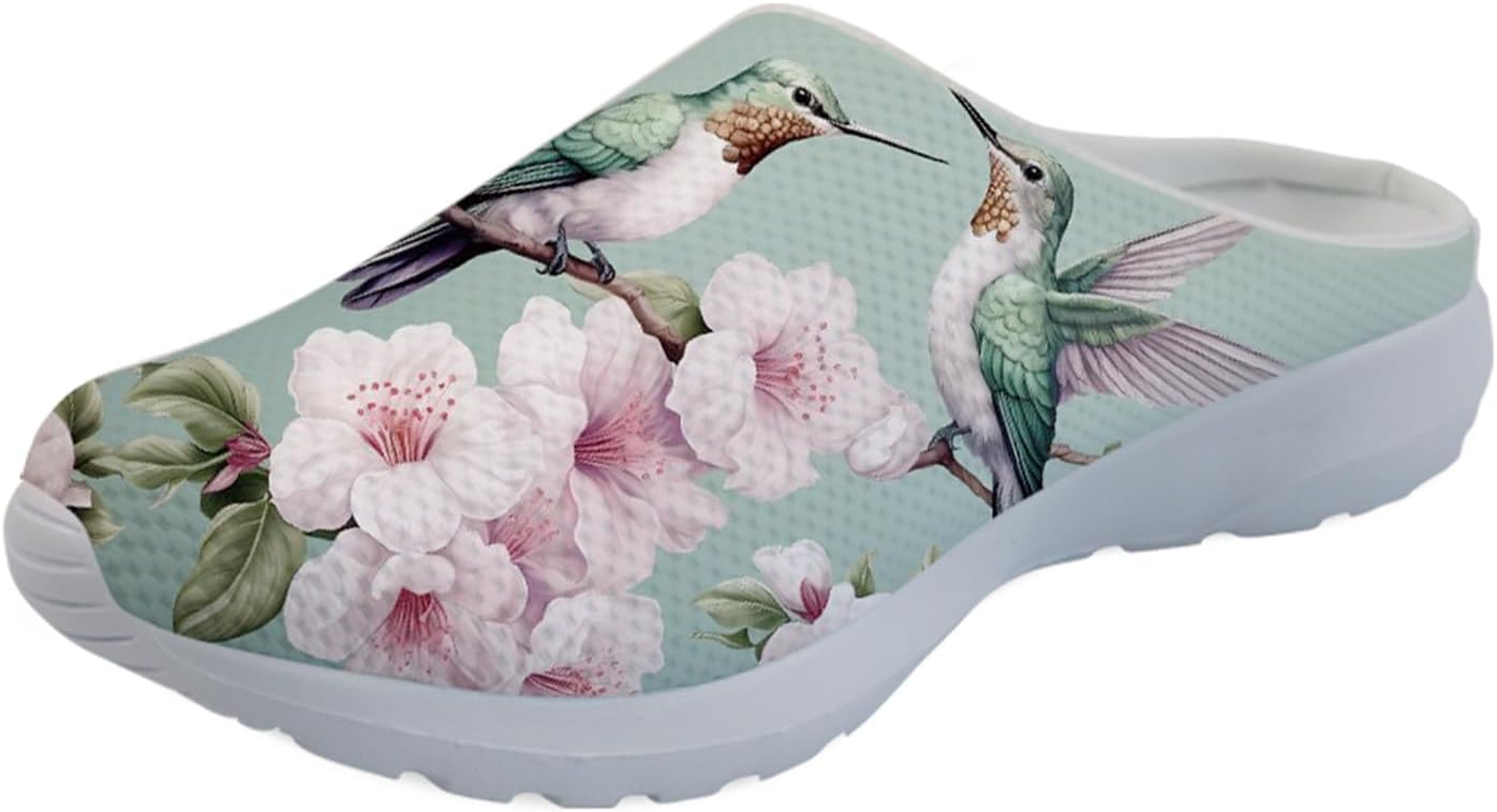 

Женские мюли-кроссовки Forchrinse Tropical Hibiscus Palm с сеткой, легкие и дышащие, для прогулок, Hummingbird Plum Blossom