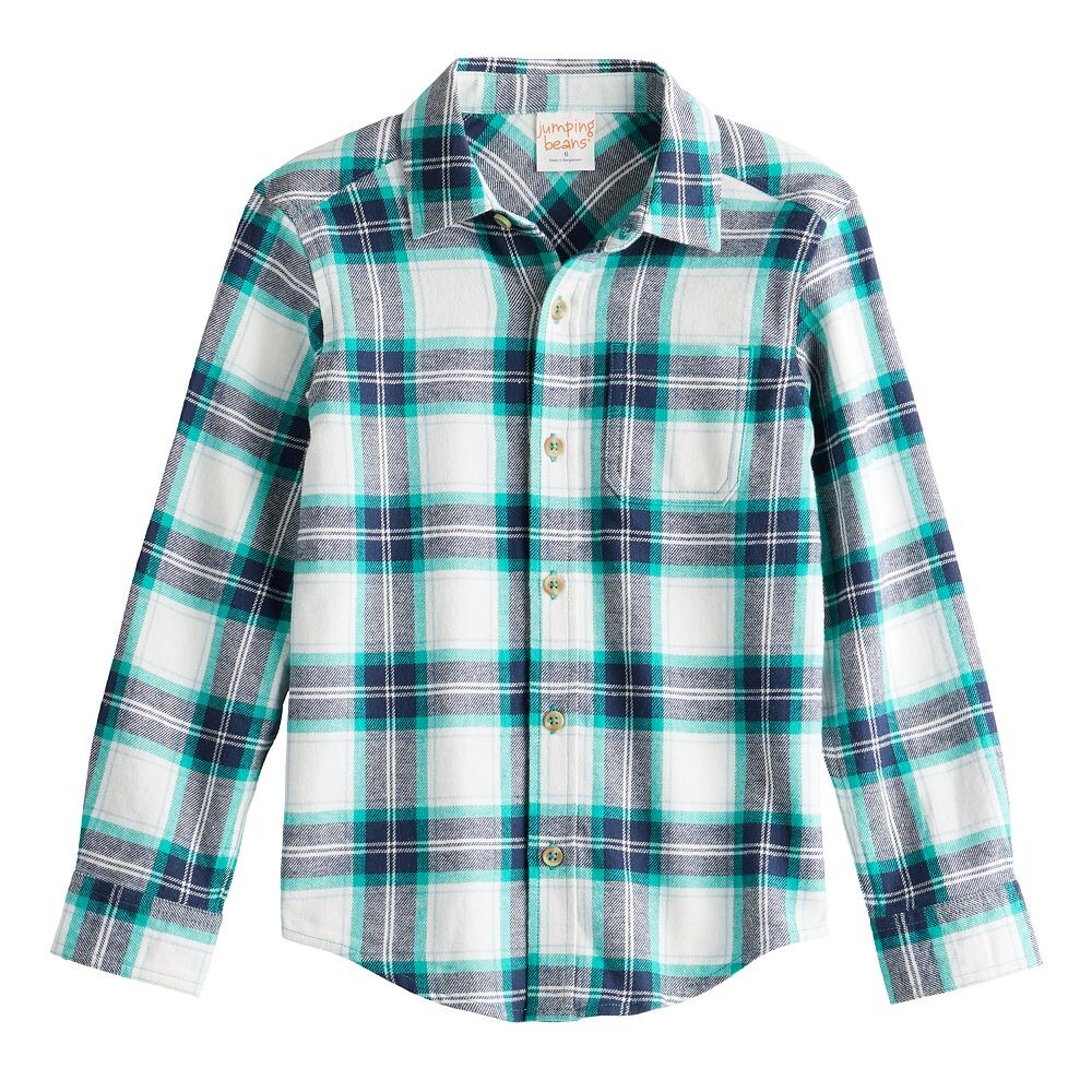 

Фланелевая рубашка на пуговицах Jumping Beans для мальчиков 4–12 лет, цвет Teal Navy