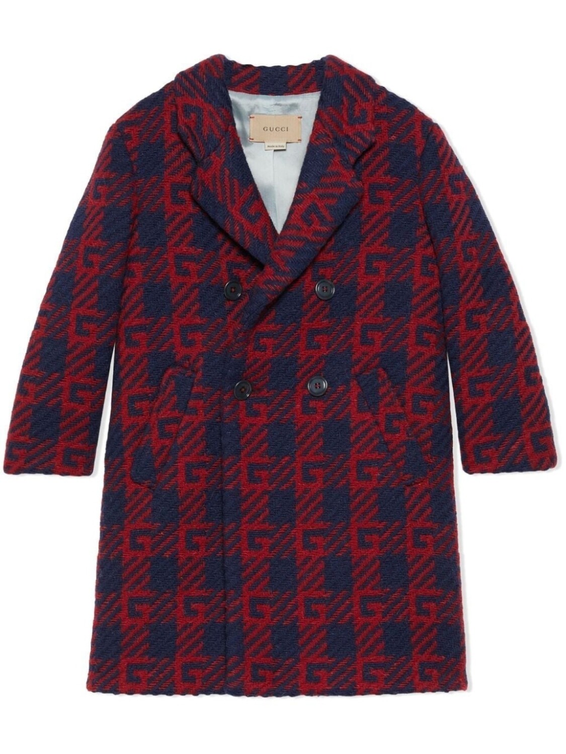

Gucci Kids клетчатое пальто Square G, синий