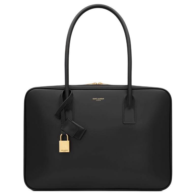 

SAINT LAURENT Гладкая кожаная женская сумка через плечо черная