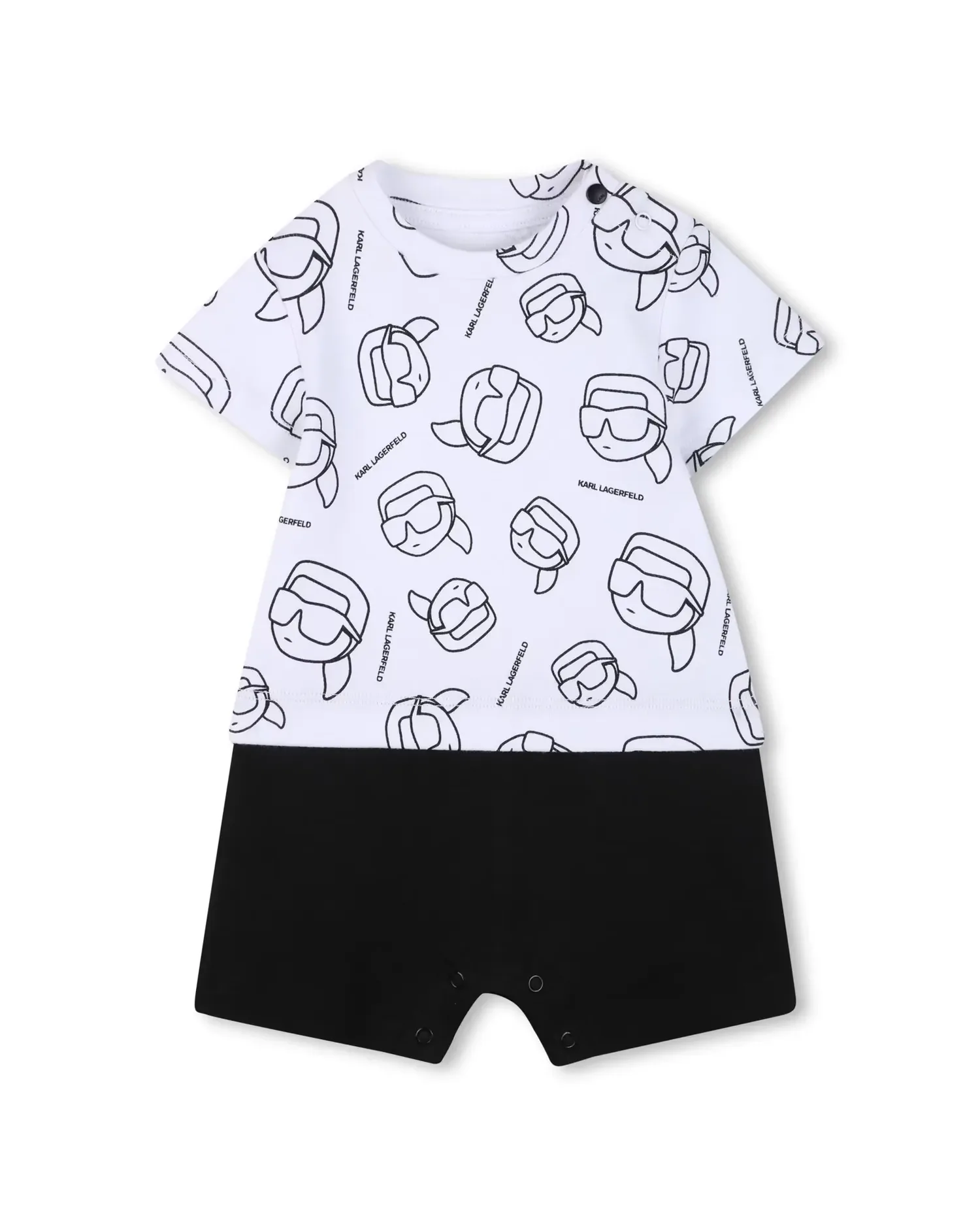 Детский комбинезон для мальчика с микро-принтом из хлопка Karl Lagerfeld Kids, белый