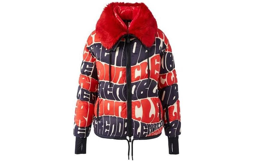 

Пуховик женский синий/красный Moncler