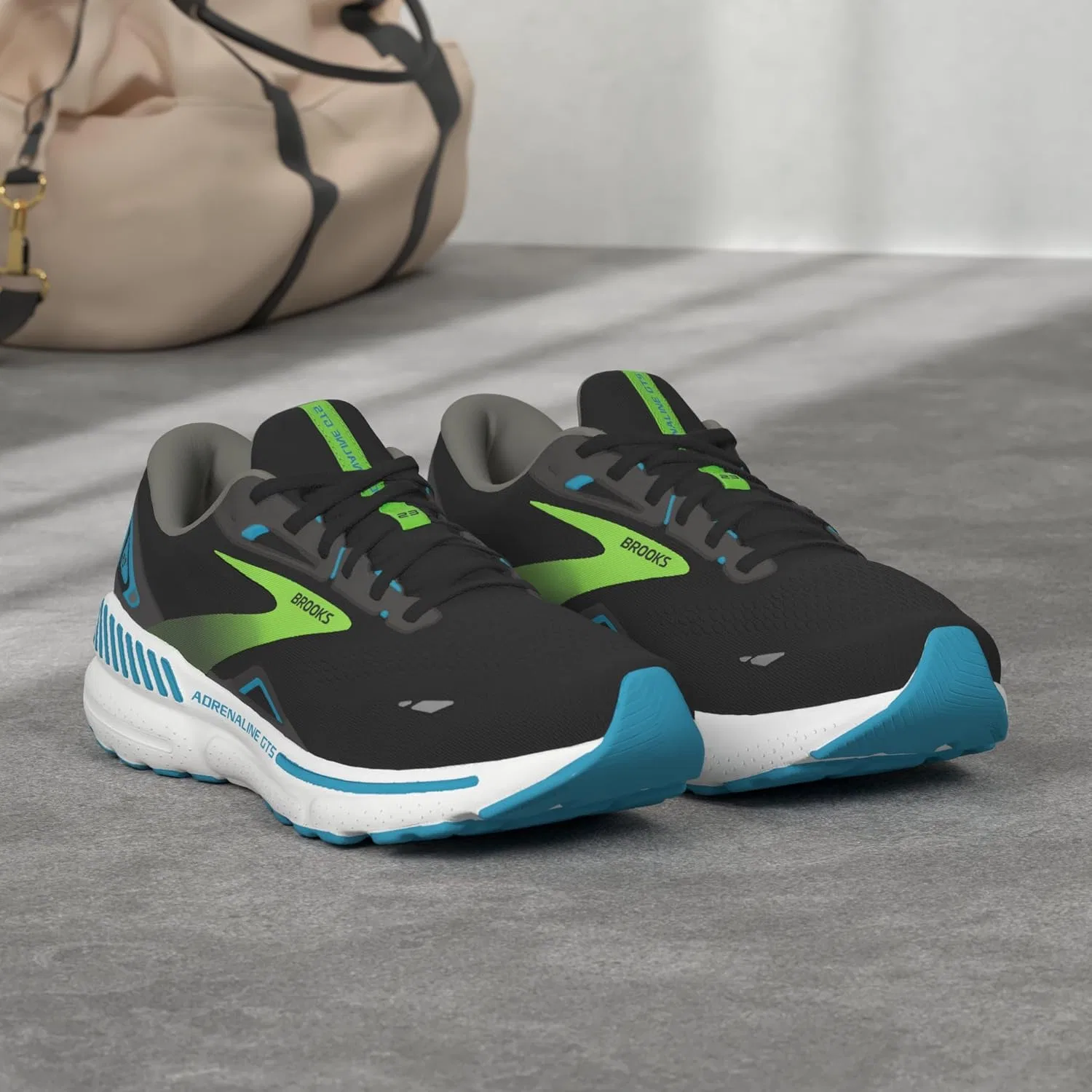 Мужские кроссовки Brooks Adrenaline GTs 23, черный/зеленый — фото 2