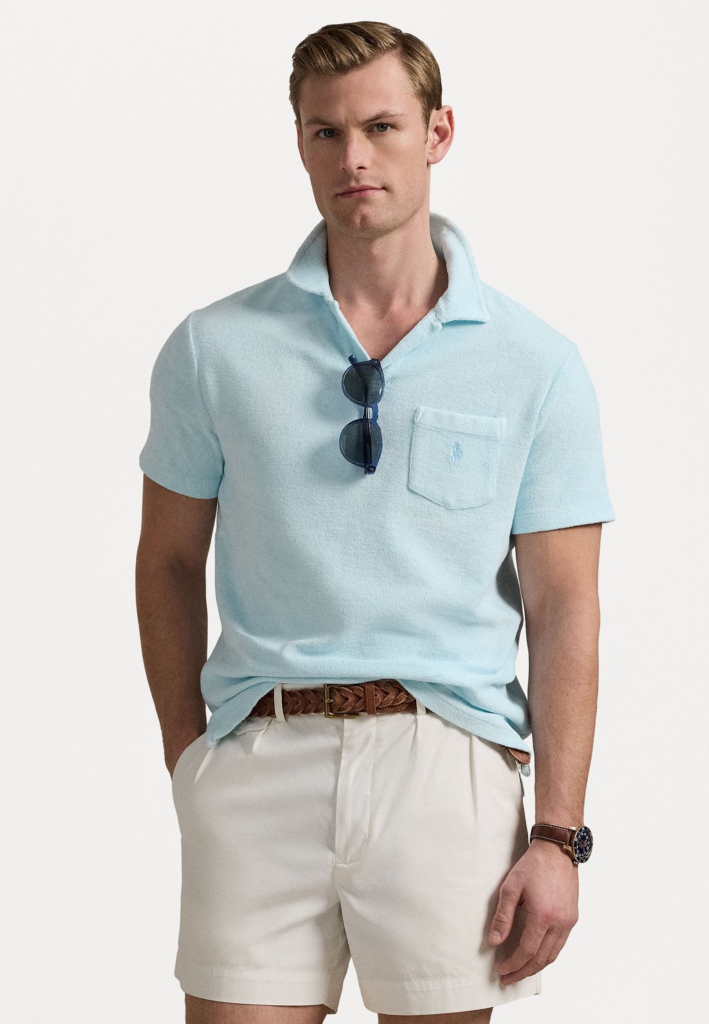 

Рубашка поло MINERAL DYED TERRY POLO SHIRT Polo Ralph Lauren, светло-голубой