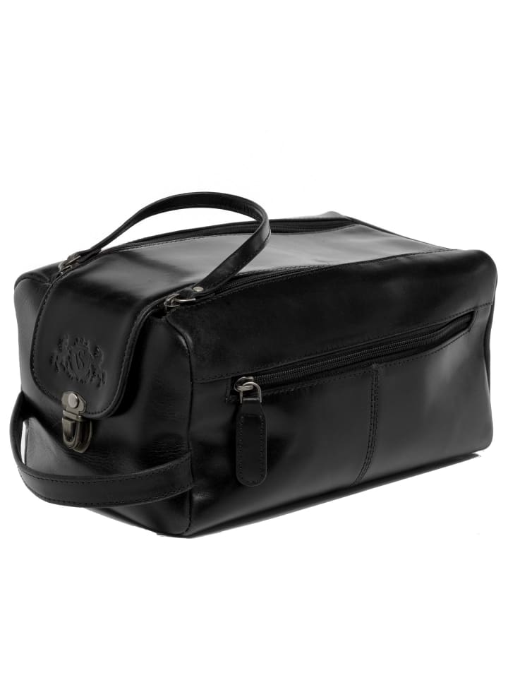 

SID & VAIN Кожаная косметичка, натуральная кожа, большая черная косметичка BRISTOL