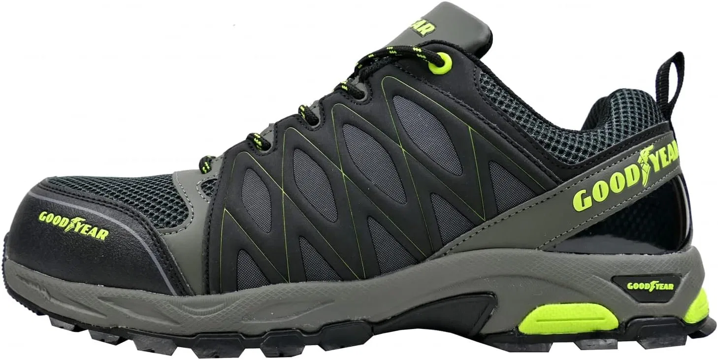 Мужские рабочие защитные ботинки Goodyear Metal-Free Work Safety Trainer с неметаллическим тканевым верхом S1p / SRA / HRO Construction Boot, Black Yellow — фото 2