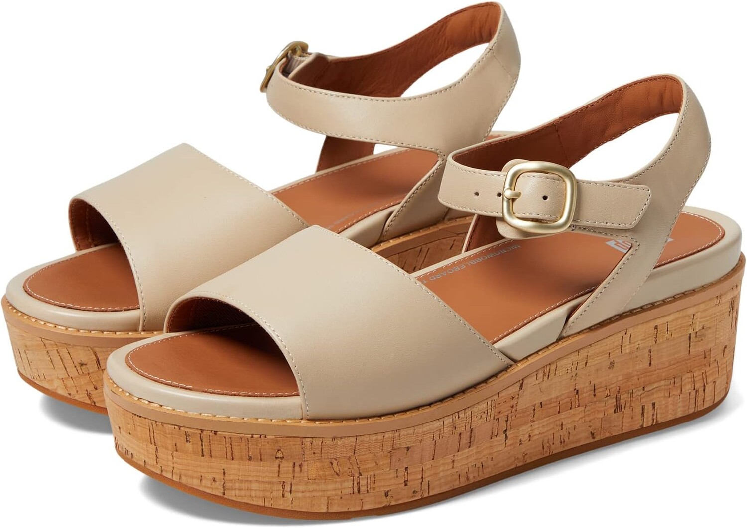 

Туфли FitFlop Eloise Cork-Wrap Leather Back-Strap Wedge Sandals, цвет Stone Beige