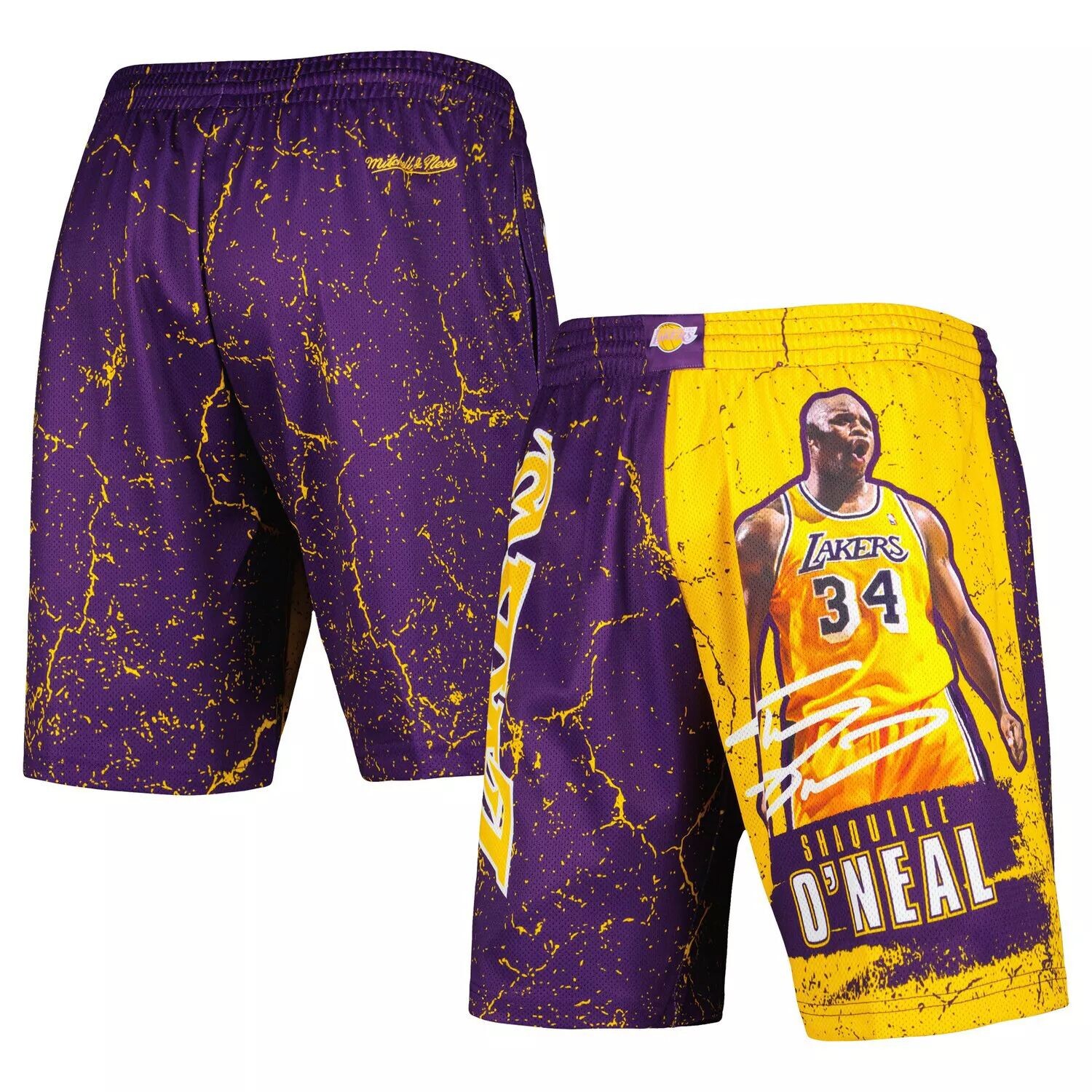 

Мужские шорты Mitchell & Ness Shaquille O'Neal Purple Los Angeles Lakers Hardwood Classics Player Burst
