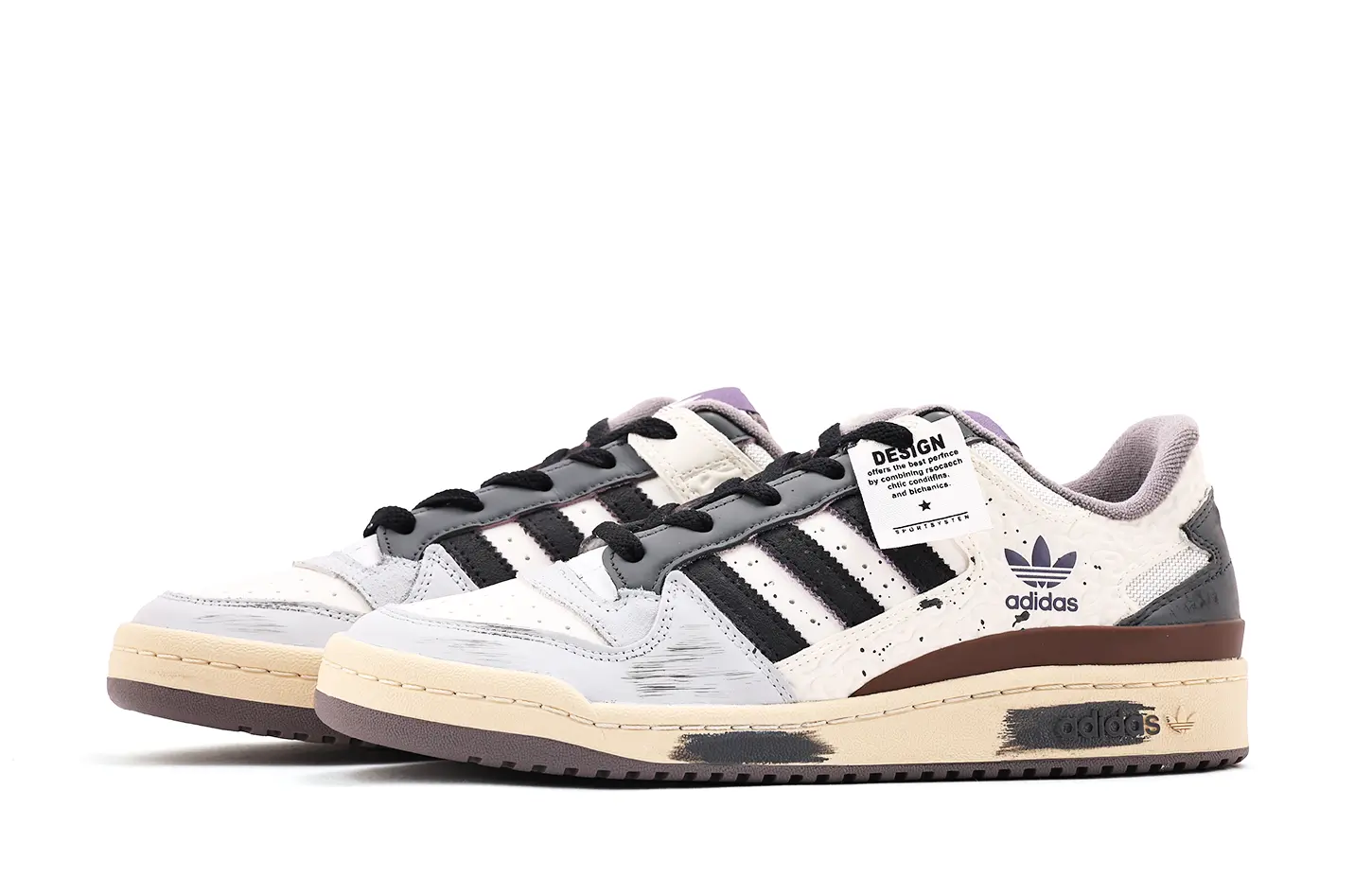 Adidas Originals FORUM CL Кожаные кроссовки для скейтбординга с защитой от истирания, дышащие, низкие, унисекс, бело-черные — фото 4