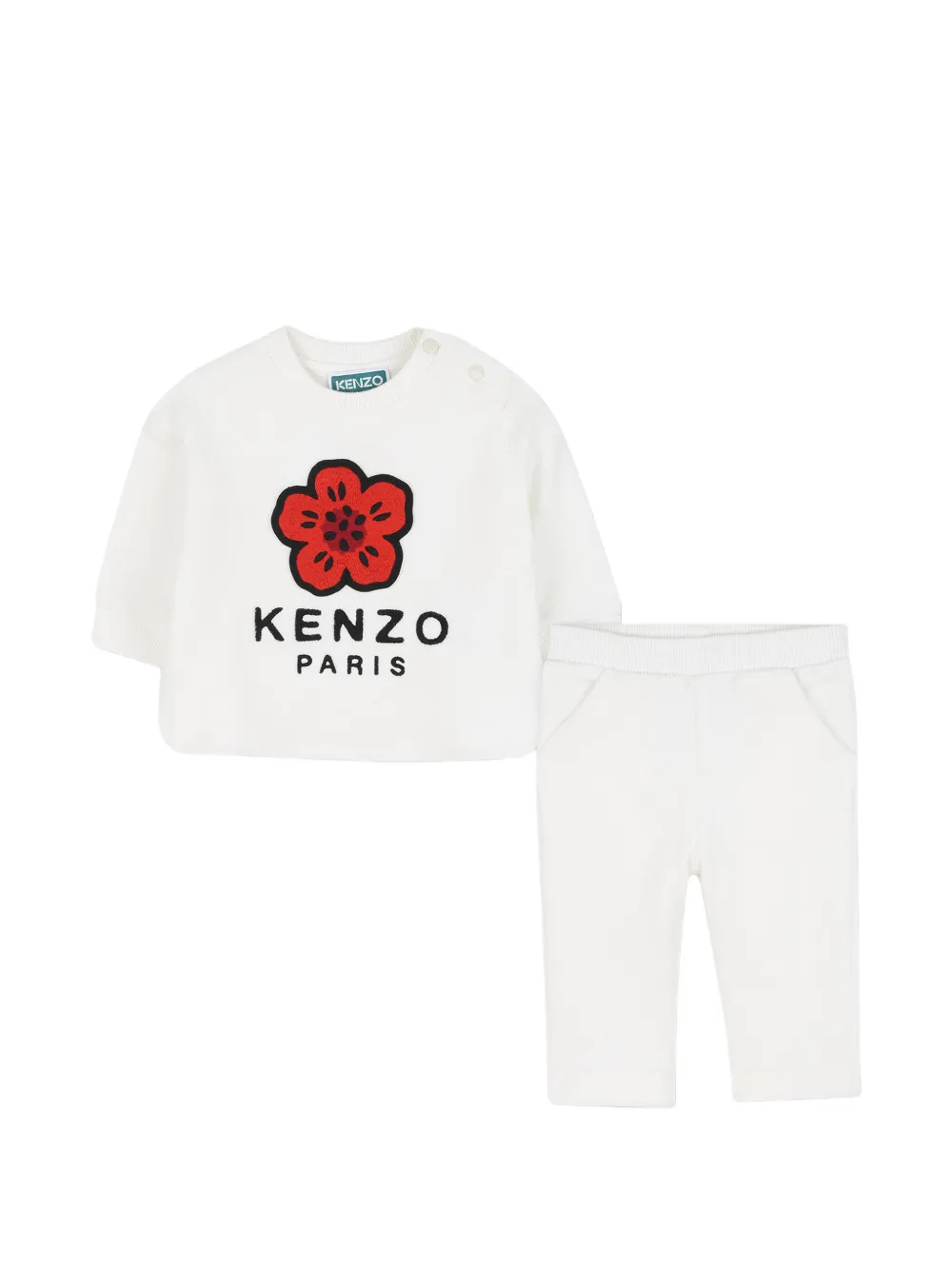 

Детская одежда с цветочными аппликациями Kenzo Kids, белый