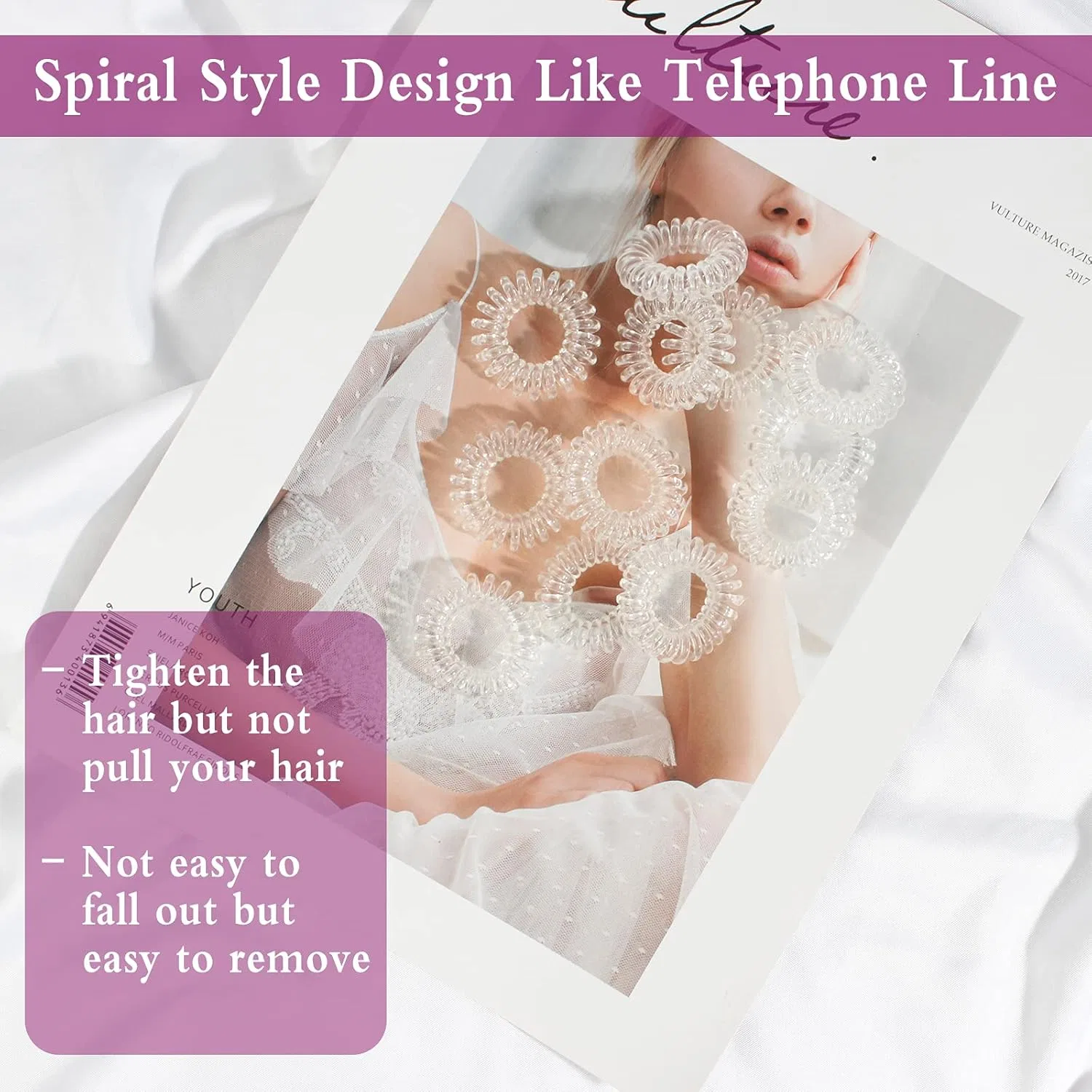 Набор из 100 спиральных резинок для волос Heqishun — фото 2