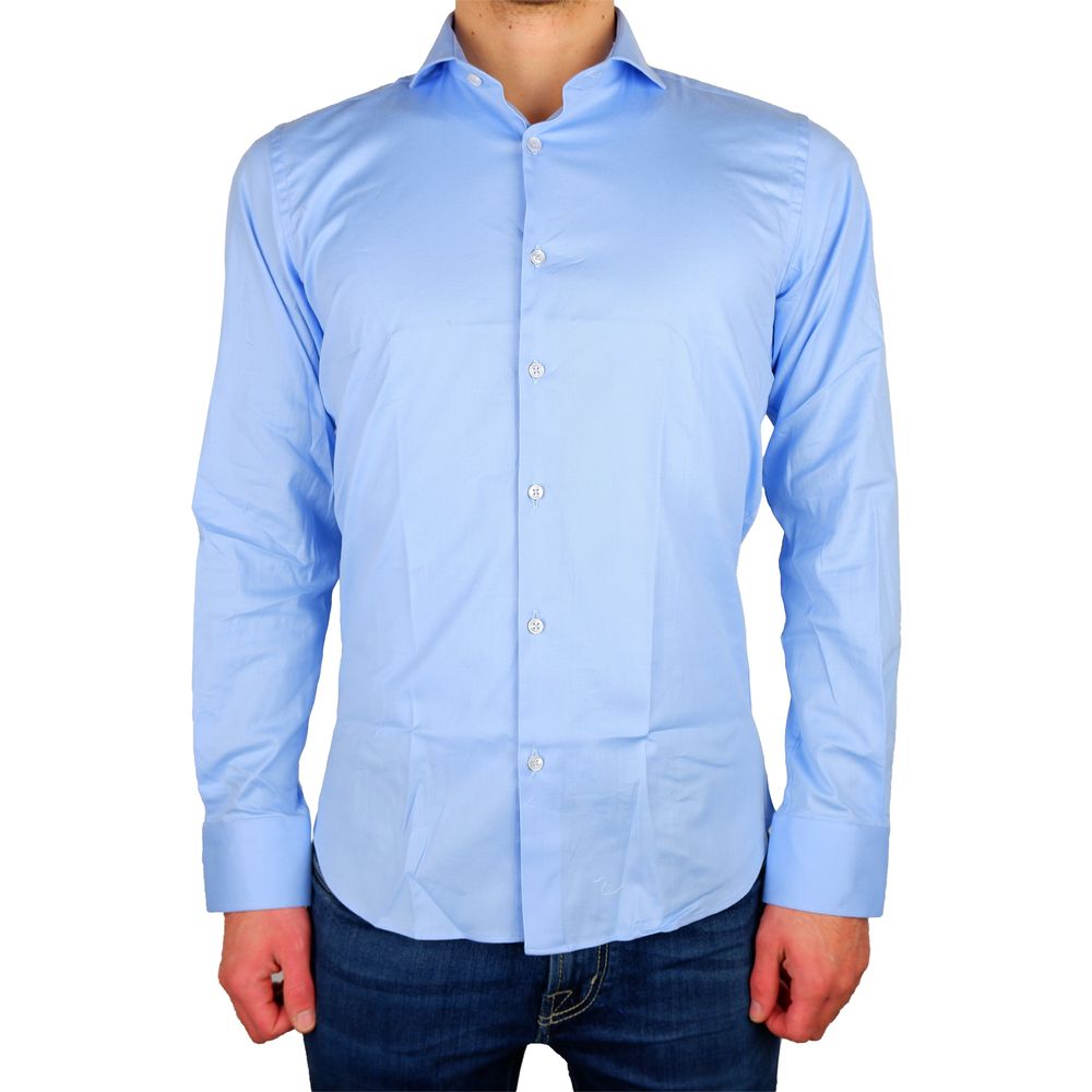 

Элегантная рубашка Milano Light Blue Gabardin Made in Italy, светло-голубой