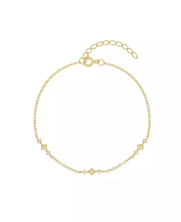 

Изящный браслет-цепочка из стерлингового серебра с покрытием из 18-каратного золота и акцентами из кубических цирконий Hollywood Sensation, gold