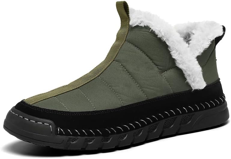 

Мужские зимние снежные ботинки с меховой подкладкой, теплые, для походов, повседневные, легкие, водонепроницаемые, противоскользящие ботинки до щиколотки Asifn, зеленый