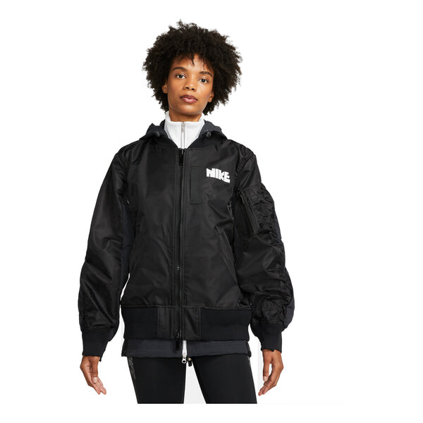 

Куртка x sacai layered bomber jacket 'black' Nike, черный