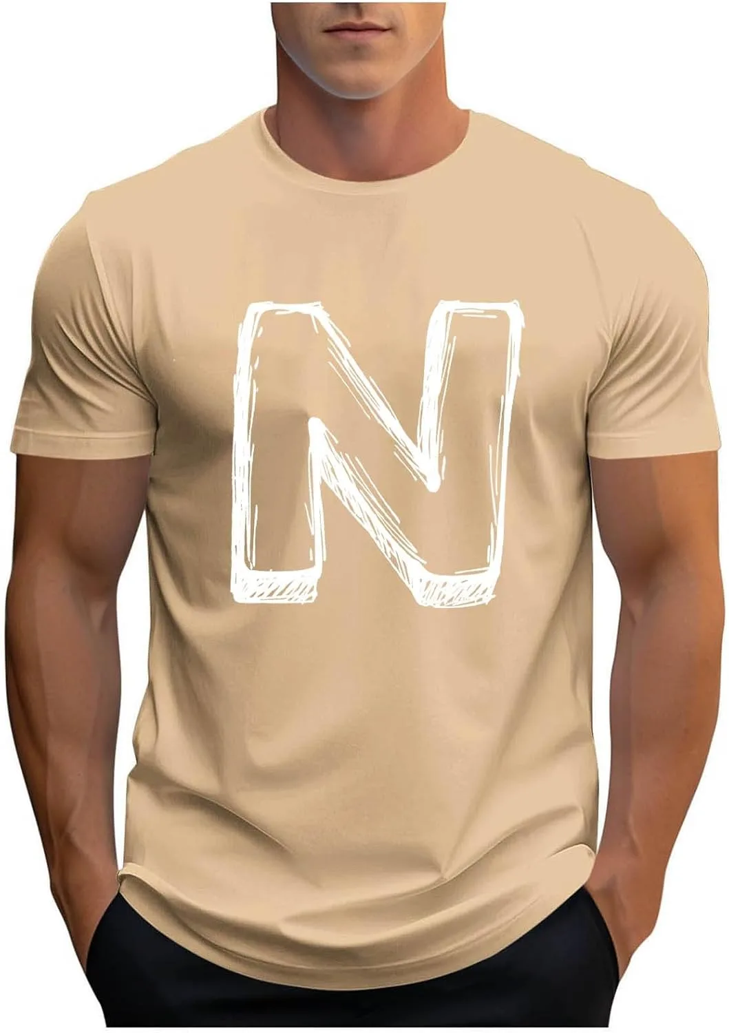 

Футболка с буквой N для мужчин, короткий рукав, летняя хлопковая