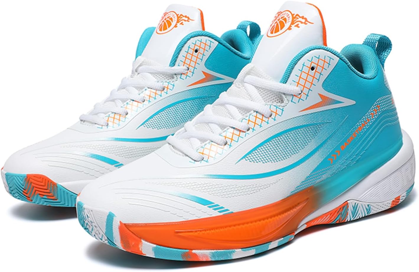 

Мужские высокие кроссовки с шнуровкой, противоскользящие, амортизирующие, из кожи, с круглым носком, повседневные спортивные туфли, подходят для тренировок, тенниса, бадминтона и бега Qaoterod, синий