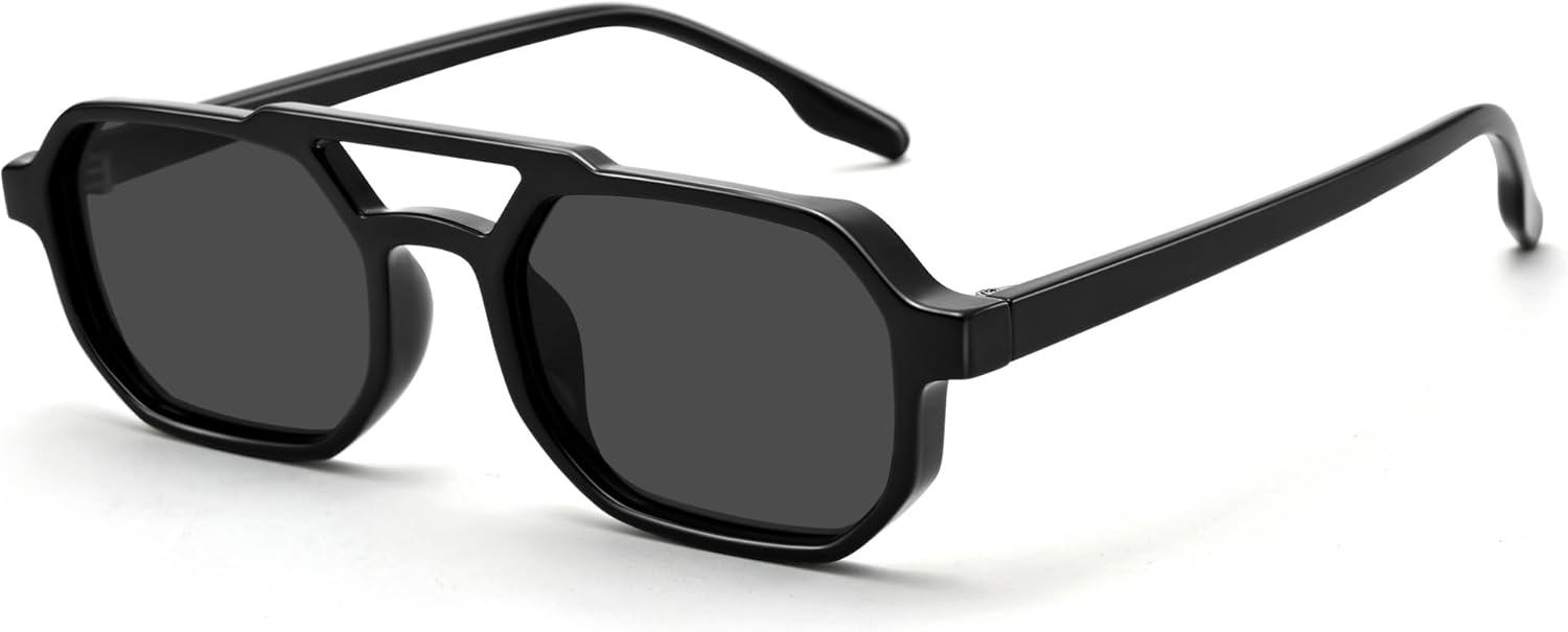 

Солнцезащитные очки-авиаторы AZorb Retro Small для женщин и мужчин, модные классические, прямоугольные, в стиле 90-х, винтажные, с защитой от УФ-излучения UV400, Black/Grey