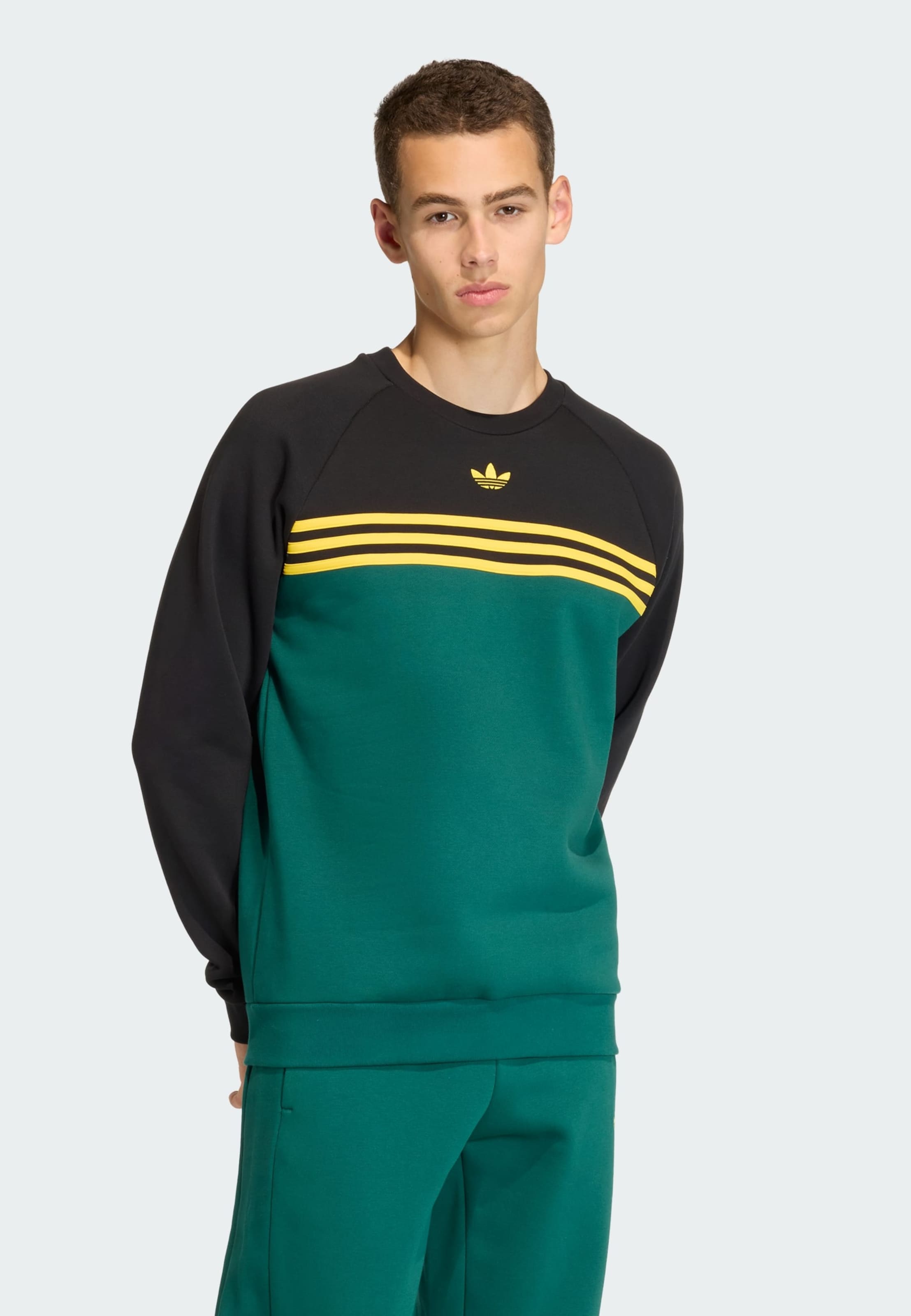 Adidas Originals Свитшот 'CHEST STRIPES CREWNECK' в цвете Emerald, Fir — фото 2