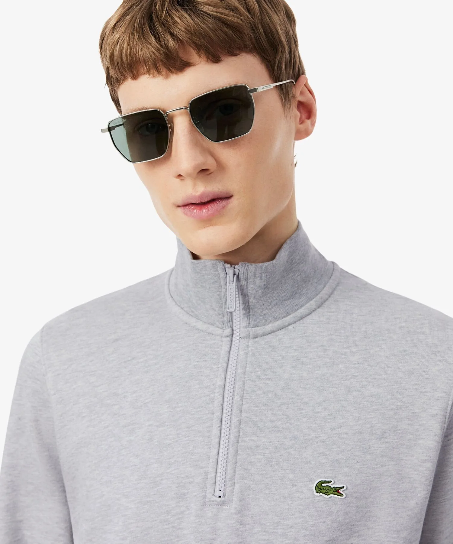 Толстовка с высоким воротником и застежкой-молнией до середины груди LACOSTE, Gray — фото 2