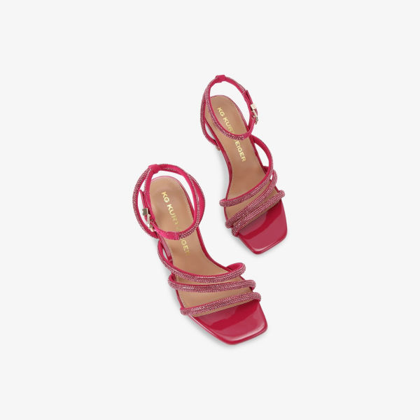 Босоножки Kg Kurt Geiger на каблуке с отделкой из страз, розовый — фото 2
