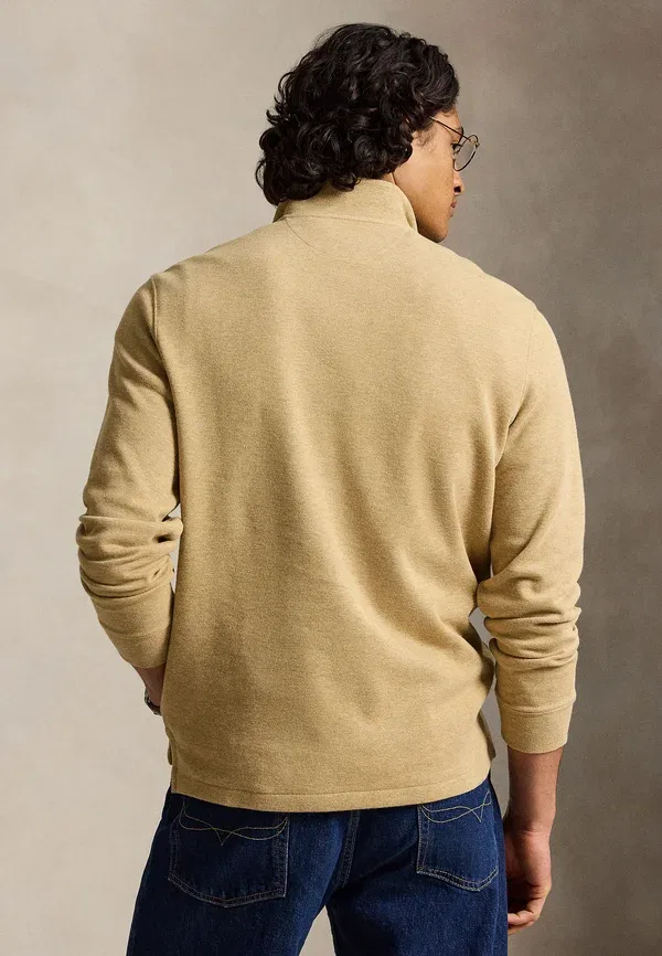 Свитшот с четверть-застежкой-молнией Polo Ralph Lauren Estate Rib, цвет кофе с молоком — фото 3