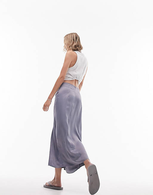 

Атласная юбка миди с защипами Topshop Petite