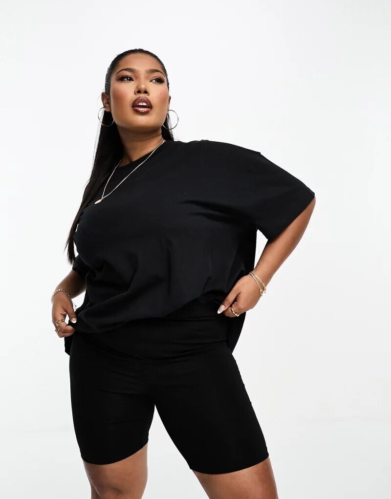 

Черная оверсайз-футболка ASOS Curve, Черный, Черная оверсайз-футболка ASOS Curve