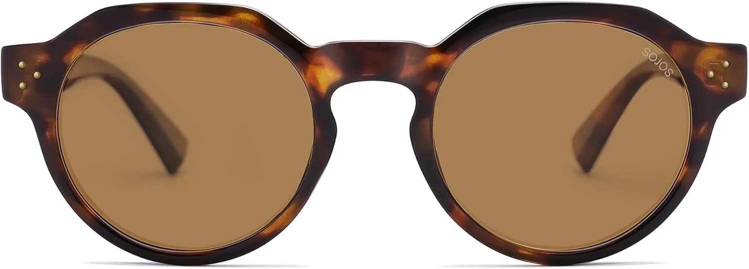 

Солнцезащитные очки SOJOS Retro Polarized для женщин и мужчин, винтажные круглые солнцезащитные очки в стиле 90-х с защитой UV400 SJ2623, Brown Tortoise/Brown