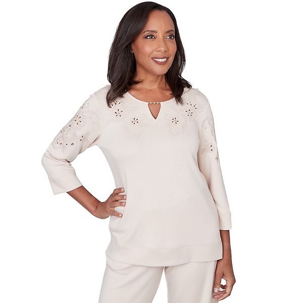 

Женский топ с цветочной вышивкой и бисером Alfred Dunner