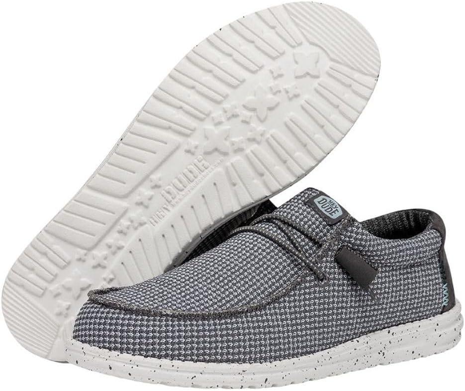 Мужские лоферы без шнурков HEYDUDE Wally Sport Mesh, серый — фото 3