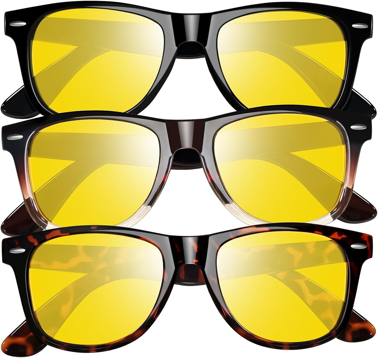 

Набор из 3 квадратных солнцезащитных очков Joopin с поляризацией и защитой от УФ-излучения. Модные солнцезащитные очки для женщин и мужчин, H19-night Vision (Glossy+leopard+gradual Brown)