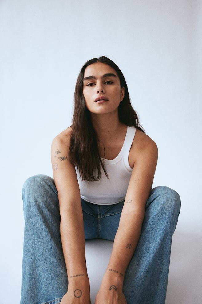 

Высокие джинсы ботфортного кроя H&M, синий