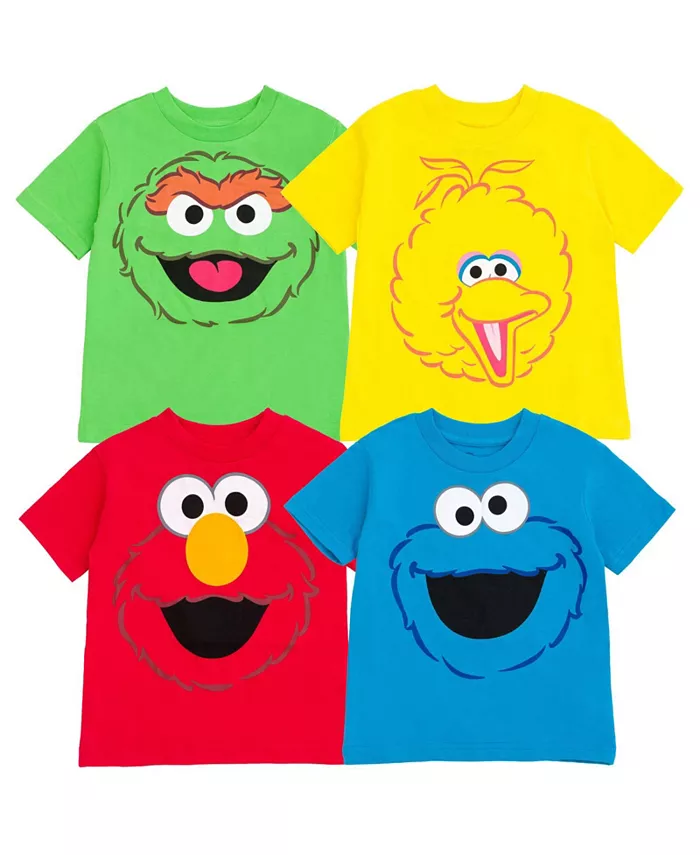 

Футболки с принтами для мальчиков Toddler Boys Bert Ernie Elmo Cookie Bird Oscar the Grouch Sesame Street, мультиколор