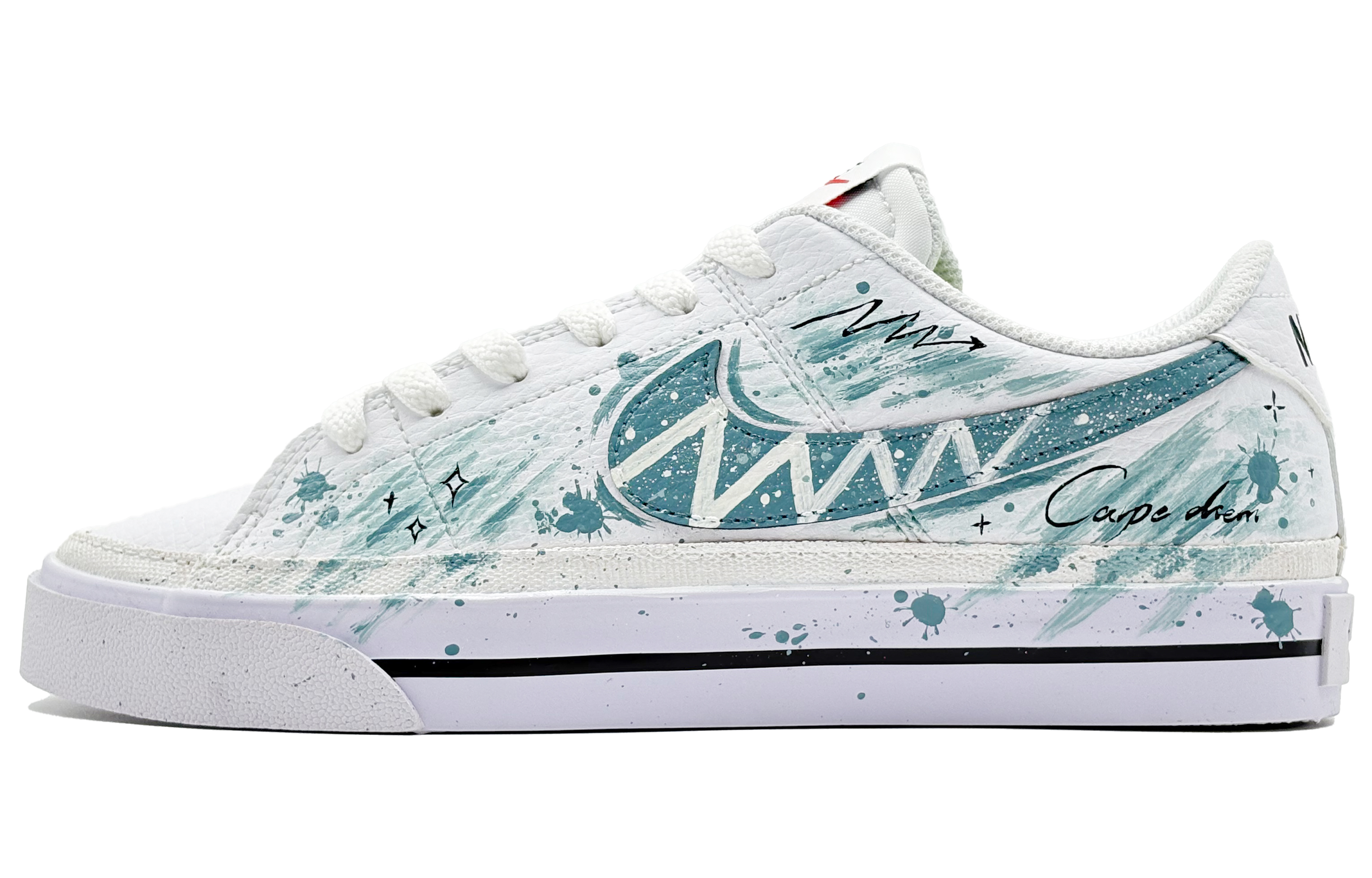 Nike Кроссовки Court Legacy He Su Space, Blue Star Dream, износостойкие, низкие, для скейтбординга, женские, белые, синие