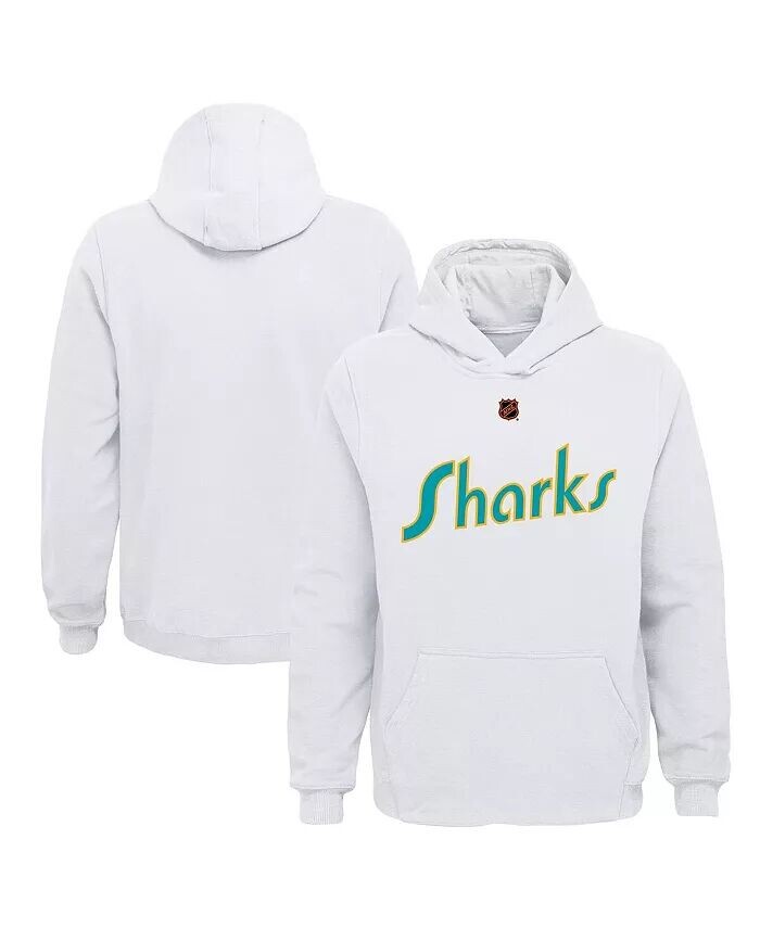 

Белый флисовый пуловер с капюшоном с основным логотипом Big Boys San Jose Sharks Special Edition 2.0 Outerstuff