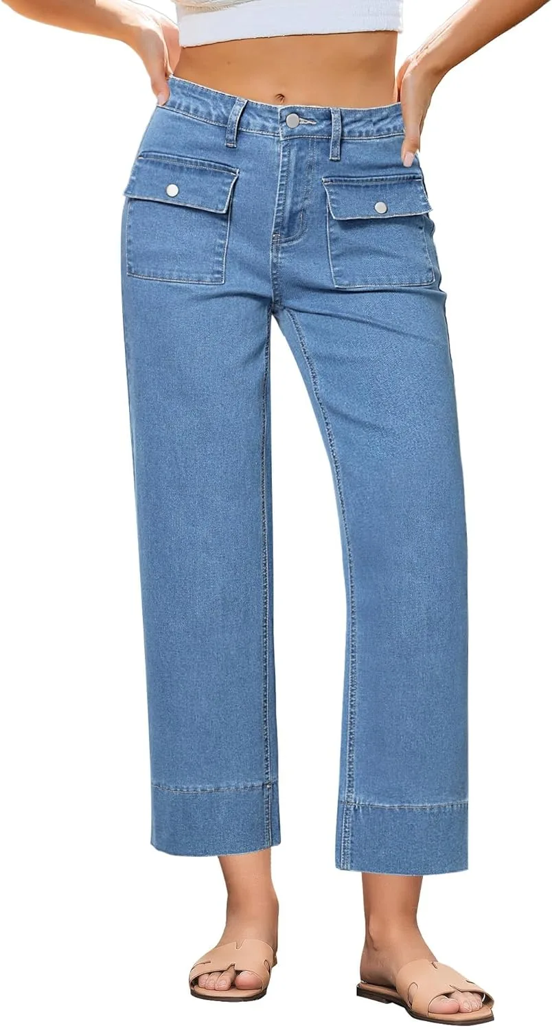 

GRAPENT джинсы Wide Leg для женщин, высокие, прямые, укороченные