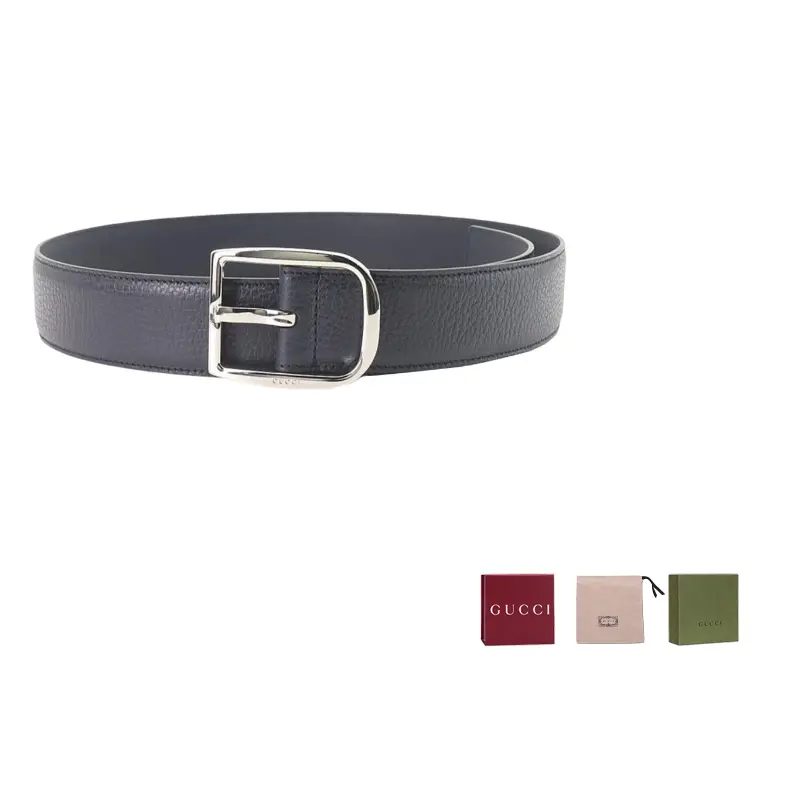 

Gucci Мужской кожаный ремень, темно-синий, ширина 4 см