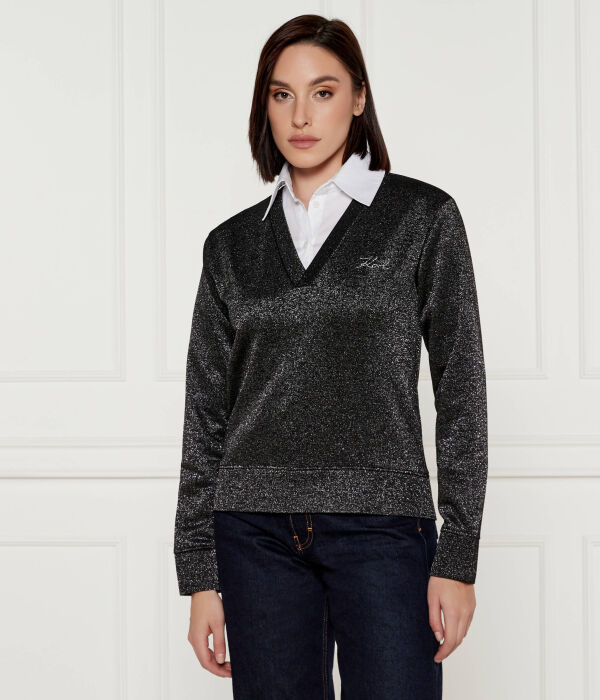 

Свитер с люрексом Regular fit Karl Lagerfeld, черный