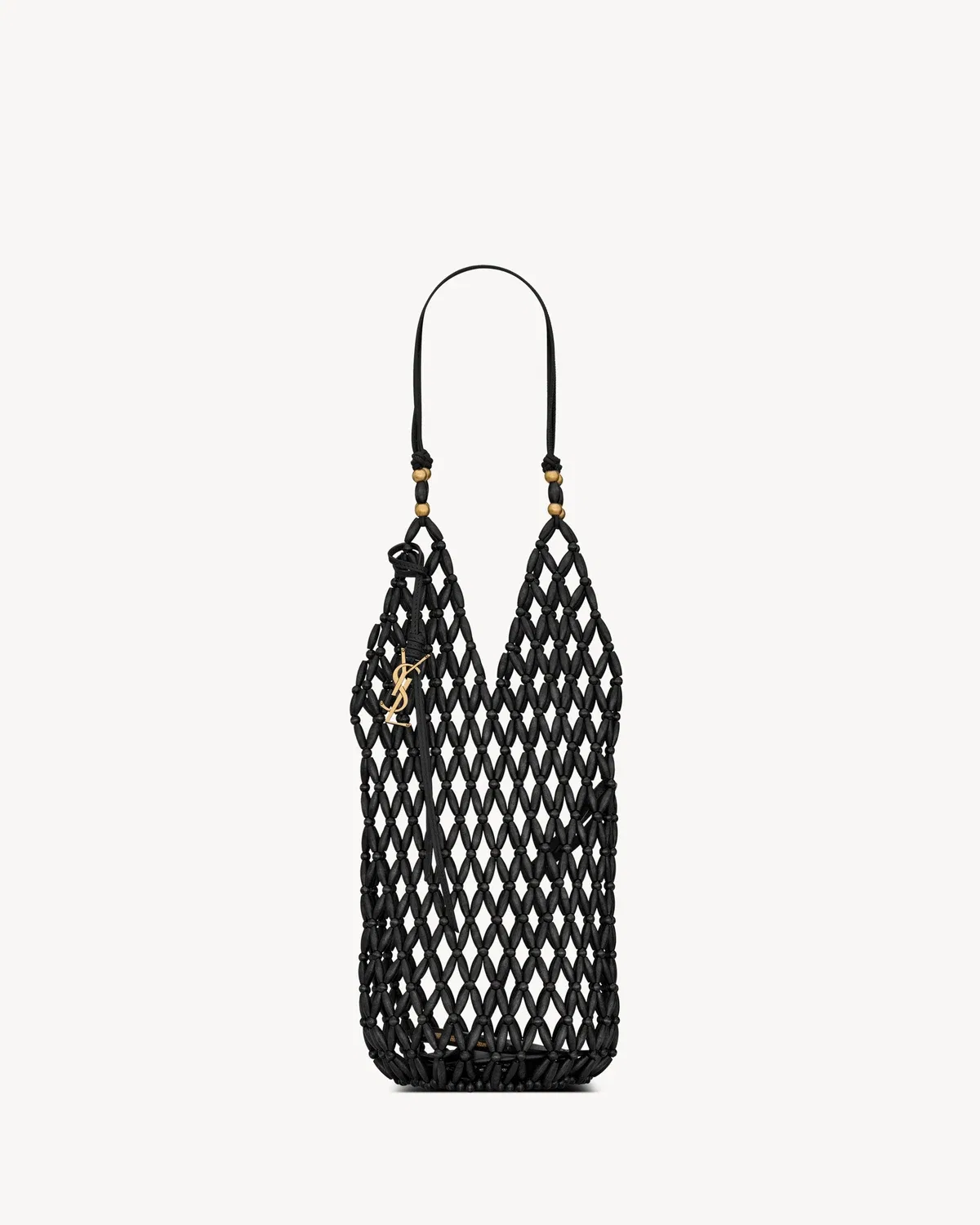 Мягкое ведро из деревянных бусин SAINT LAURENT, черный