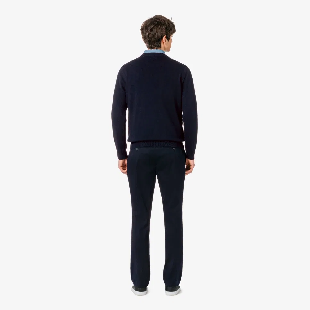 Мужские чиносы в рубчик стрейч тёмно-синие от Lacoste — фото 3